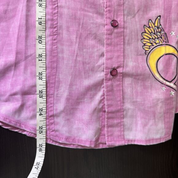 Sinful by Affliction Shirt Womens Small Y2K Angel Heart Wings Top Snap Button Up - Picture 12 of 13